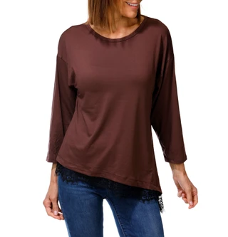 Thumbnail 1: Good Days Only Women's Long Sleeve Lace Hem Top 