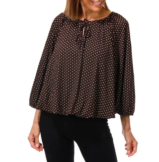 Thumbnail 1: Ava & Grace Women's 3/4 Sleeve Bubble Hem Tie Front Top 