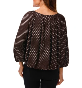 Thumbnail 2: Ava & Grace Women's 3/4 Sleeve Bubble Hem Tie Front Top 