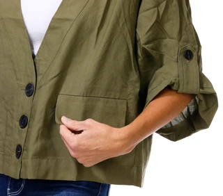 Thumbnail 2: Current Elliot Women's Rolled Sleeve Button Front Jacket 
