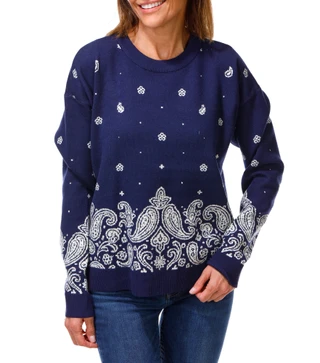 Thumbnail 1: Marled Women's Printed Pullover Sweater 
