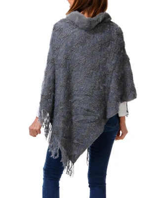 Thumbnail 2: Nanette Lepore Women's Sequin Fur Neck Poncho Sweater 