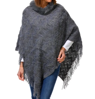 Thumbnail 1: Nanette Lepore Women's Sequin Fur Neck Poncho Sweater 