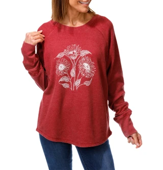 Thumbnail 1: C&C California Women's Long Sleeve Printed Waffle Shirt 