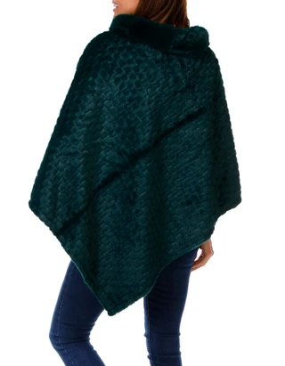 Thumbnail 2: Nanette Lepore Women's Fur Turtleneck Poncho w/ Pearls 