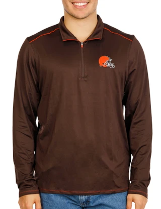 Thumbnail 1: CLEVELAND BROWNS Men's Long Sleeve Quarter Zip Cleveland Browns Shirt 