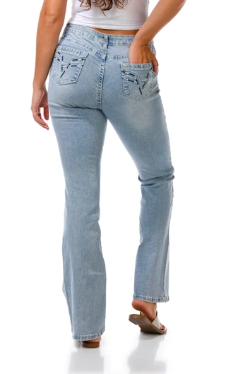 Thumbnail 3: Vigoss Juniors Light Wash Heavy Stitch Boot Jeans 