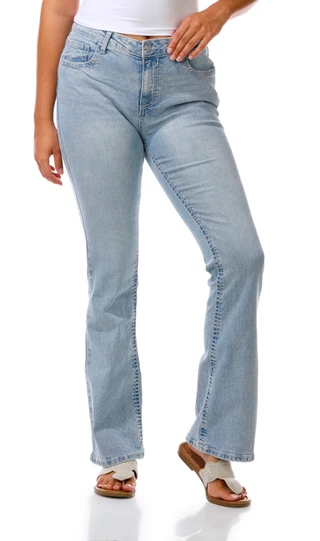 Thumbnail 1: Vigoss Juniors Light Wash Heavy Stitch Boot Jeans 