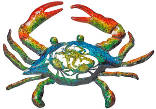 Thumbnail 1: JD YEATTS 12" Metal Coastal Crab Wall Décor 