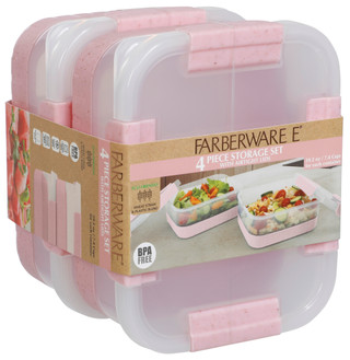 Thumbnail 1: Farberware Wheat Straw Food Storage Container Set - Blush, 2 Piece 