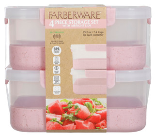Thumbnail 3: Farberware Wheat Straw Food Storage Container Set - Blush, 2 Piece 