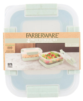Thumbnail 2: Farberware Wheat Straw Food Storage Container Set - Sage, 2 Piece 