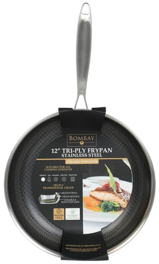 Thumbnail 2: Bombay Hybrid Honeycomb Ceramic Nonstick Fry Pan - 12" 