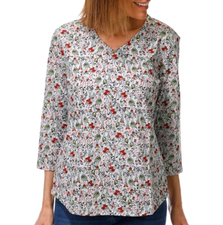 Thumbnail 1: Coral Bay Women's 3/4 Sleeve Christmas Flamingo Tee 