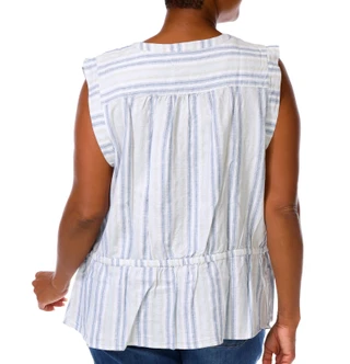 Thumbnail 4: Coral Bay Plus Sleeveless Linen Blen Tie Waist Top 