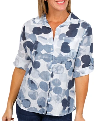 Thumbnail 1: Dash Women's 3Q Sleeve Printed Gauze Top 