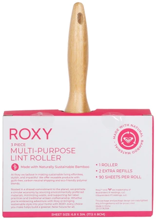 Thumbnail 2: ROXY Bamboo Handle Lint Roller Set - 3 Piece, 270 Sheets 