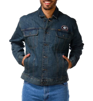 Thumbnail 1: Wrangler Men's Bulldogs Denim Button Up Jacket 