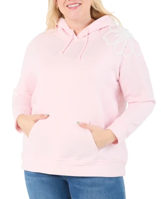 Thumbnail 1: Anneliese Women's Plus Soutache Embroidered Fleece Hoodie 