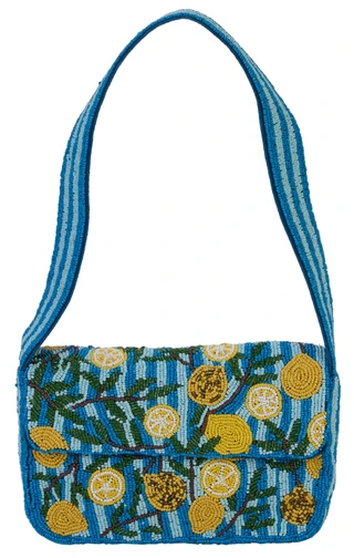 Thumbnail 1: SOL AND MER Beaded Stripe Lemon Baguette Shoulder Bag 