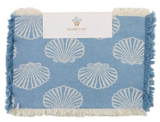 Thumbnail 1: SHABBY CHIC 4 Pk Fringed Woven Jacquard Shell Placemats 