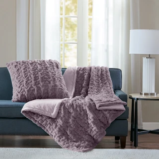 Thumbnail 4: Madison Park Madison Park Ruched Fur Throw Blanket 