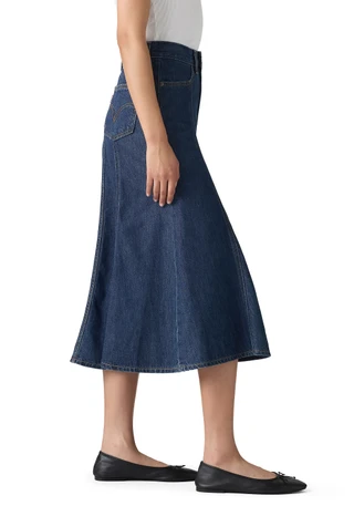 Thumbnail 3: Levi's Juniors Mid Wash Fit and Flare Maxi Skirt 
