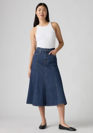 Thumbnail 4: Levi's Juniors Mid Wash Fit and Flare Maxi Skirt 
