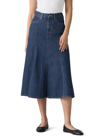 Thumbnail 1: Levi's Juniors Mid Wash Fit and Flare Maxi Skirt 