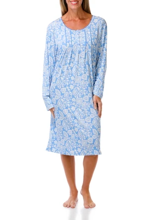 Thumbnail 1: White Orchid Women's Long Sleeve Pajama Dress 
