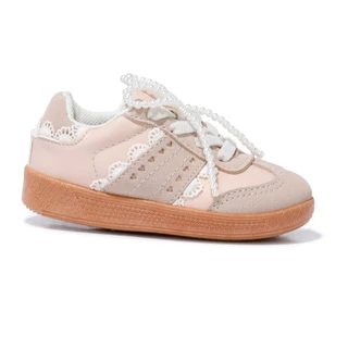 Thumbnail 2: Bumble + Birdie Toddler Girls Lace & Pearls Gum Bottom Sneakers 