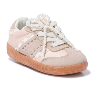 Thumbnail 1: Bumble + Birdie Toddler Girls Lace & Pearls Gum Bottom Sneakers 
