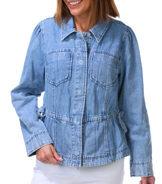 Thumbnail 1: Democracy Women's Tie Side Washed Denim Jacket 
