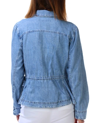 Thumbnail 2: Democracy Women's Tie Side Washed Denim Jacket 