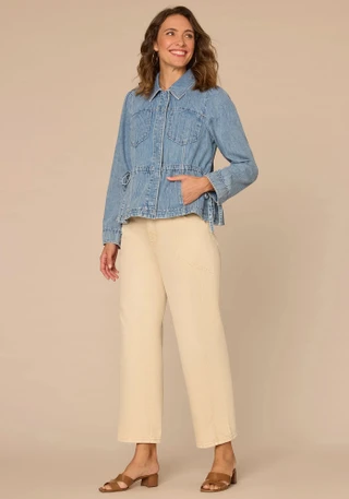 Thumbnail 4: Democracy Women's Tie Side Washed Denim Jacket 
