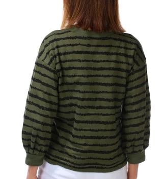 Thumbnail 3: Democracy Women's Petite 3/4 Sleeve Striped Tie Hem Top 