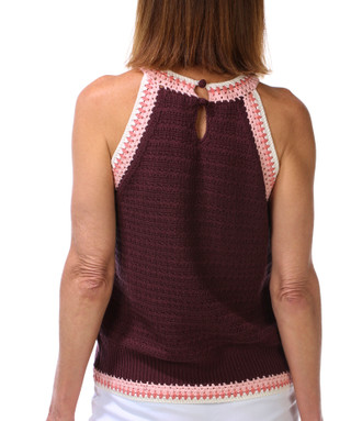 Thumbnail 3: Democracy Women's Open Knit Crochet Halter Sweater Tank 