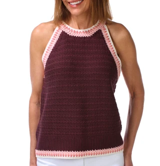 Thumbnail 1: Democracy Women's Open Knit Crochet Halter Sweater Tank 