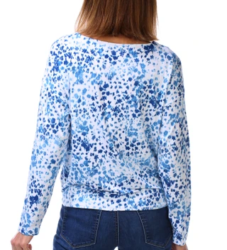 Thumbnail 3: Nicole Miller Women's Long Sleeve Printed Tie Front Top 