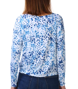 Thumbnail 3: Nicole Miller Women's Petite Long Sleeve Printed Tie Front Top 