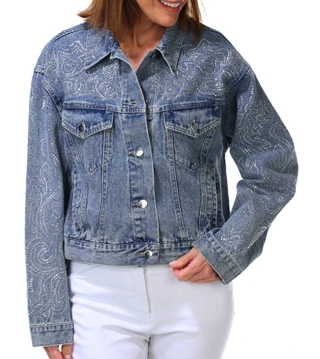 Thumbnail 1: Vigoss Women's Western Bling Rhinestone Denim Jacket 