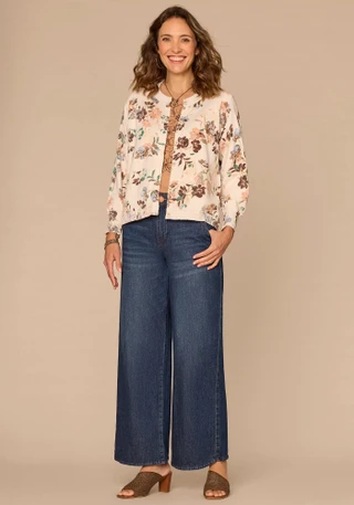Thumbnail 4: Democracy Women's Long Sleeve Floral Button Down Cardigan 