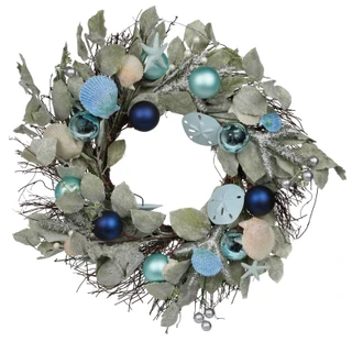 Thumbnail 1: Magical Season 24 in Coastal Christmas Sea Life Spiral Vine Wreath 