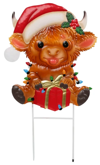 Thumbnail 3: Magical Season 27 In Christmas LED Highland Cow Metal Garden Stake 