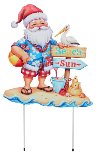 Thumbnail 1: Magical Season 26 In LED Tropical Santa Christmas Metal Garden Stake 