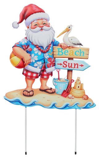 Thumbnail 3: Magical Season 26 In LED Tropical Santa Christmas Metal Garden Stake 