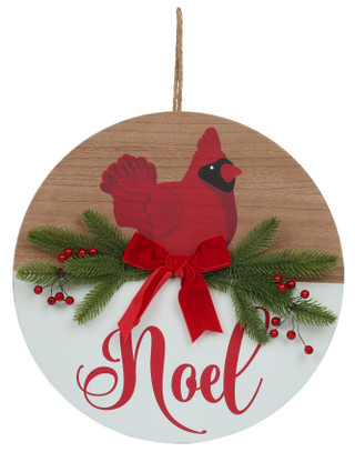 Thumbnail 1: 15 in Wooden Christmas Noel with Cardinal Door/Wall Hanger 