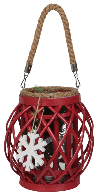 Thumbnail 1: Magical Season 8 in Rattan Christmas Lantern Decor with Snowflake Ornament 