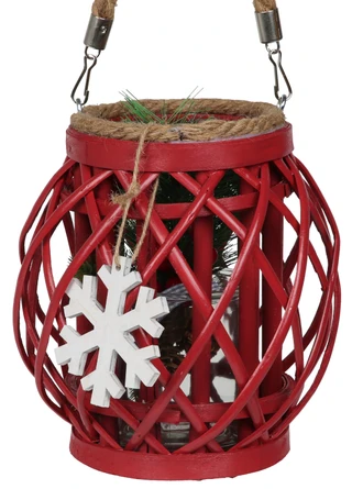 Thumbnail 2: Magical Season 8 in Rattan Christmas Lantern Decor with Snowflake Ornament 