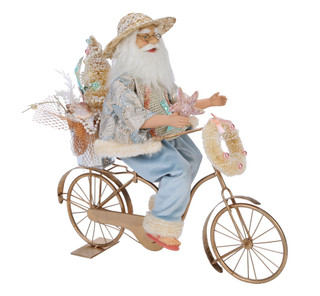 Thumbnail 1: Magical Season 19 in Coastal Christmas Santa on Bike w/ Wreath & Tree Decor 